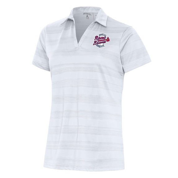 Women's Antigua White Rome Braves Compass Polo