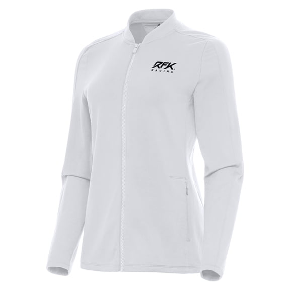 Women's-Antigua White Roush Fenway Keselowski Racing Continual Full-Zip Jacket