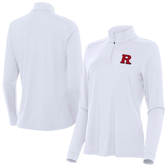 Women's Antigua White Rutgers Scarlet Knights Intent Quarter-Zip Top