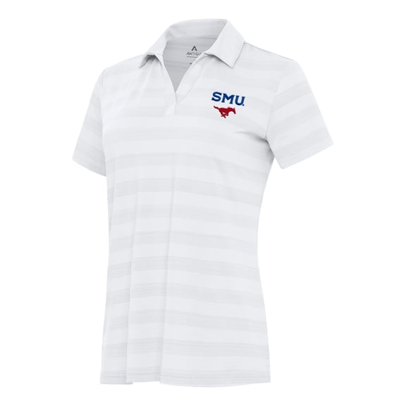 Women's Antigua White SMU Mustangs Tunnel Polo