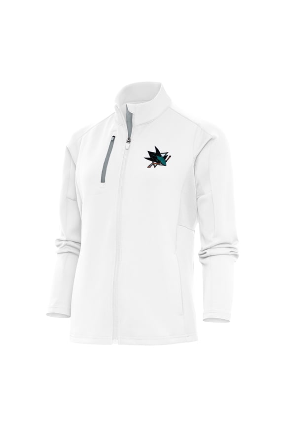 Women's Antigua White San Jose Sharks Team Logo Generation Full-Zip Jacket