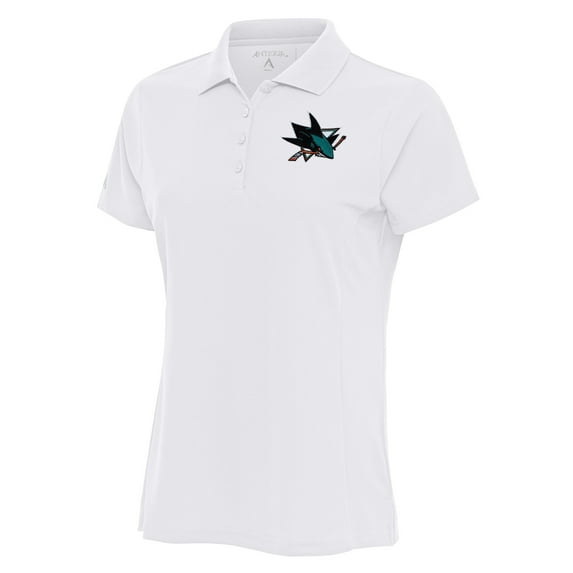 Women's Antigua White San Jose Sharks Team Logo Legacy Pique Polo