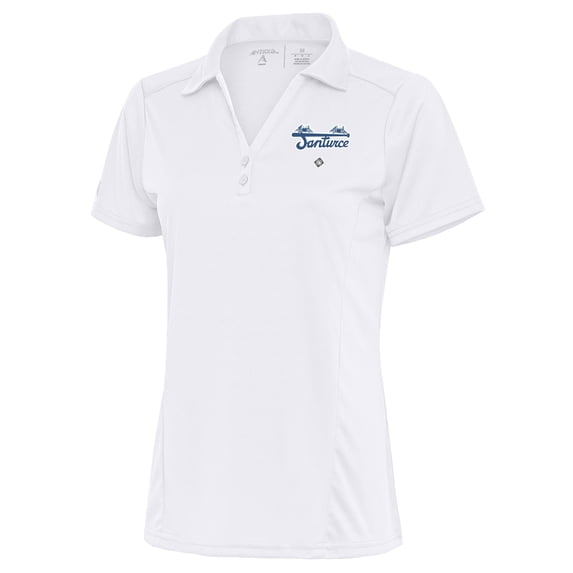 Women's Antigua White Santurce Cangrejeros Tribute Polo