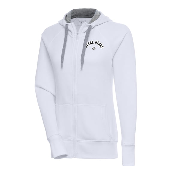 Women's Antigua White Seattle Steelheads Victory Full-Zip Hoodie