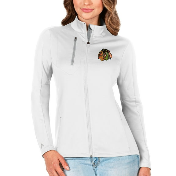 Women's Antigua White/Silver Chicago Blackhawks Generation Full-Zip Pullover Jacket