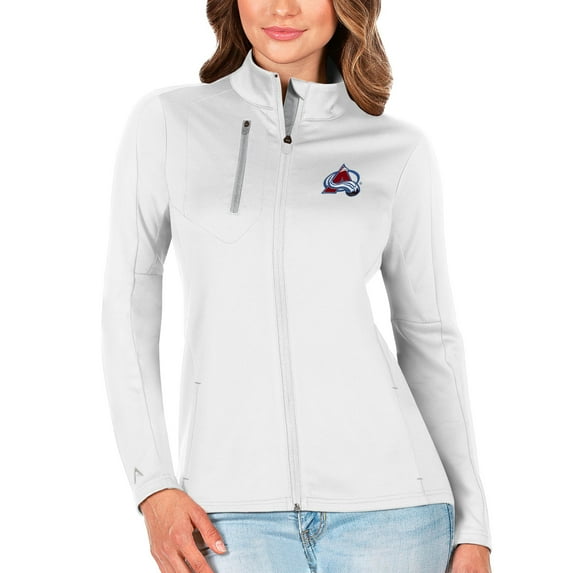 Women's Antigua White/Silver Colorado Avalanche Generation Full-Zip Pullover Jacket