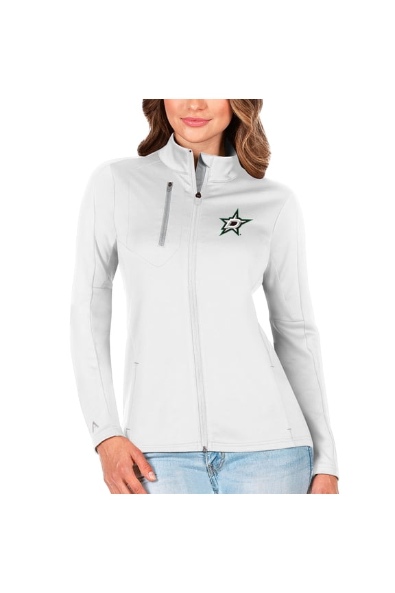 Women's Antigua White/Silver Dallas Stars Generation Full-Zip Pullover Jacket