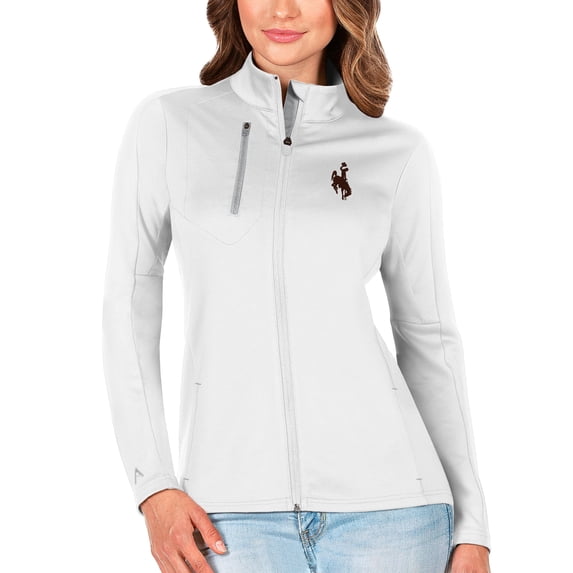 Women's Antigua White/Silver Wyoming Cowboys Generation Full-Zip Jacket