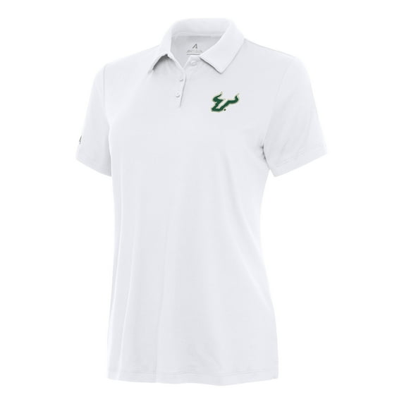 Women's Antigua White South Florida Bulls Reprocess Polo