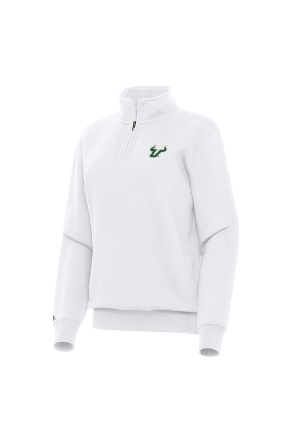 Women's Antigua White South Florida Bulls Victory Quarter-Zip Sweatshirt