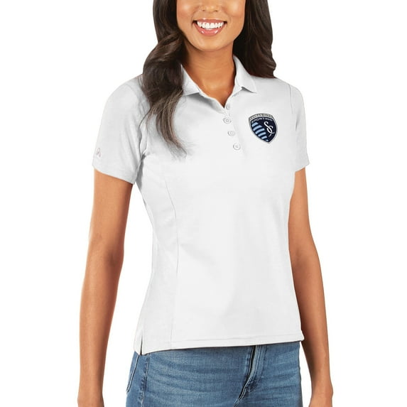 Women's Antigua White Sporting Kansas City Legacy Pique Polo