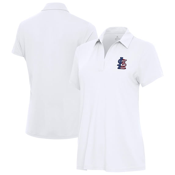 Women's Antigua White St. Louis Cardinals Independence Day Patriotic Logo Era Polo