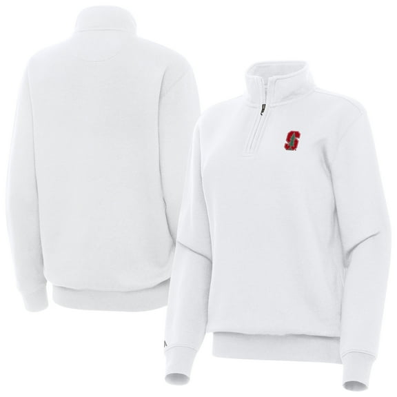Women's Antigua White Stanford Cardinal Victory Quarter-Zip Top