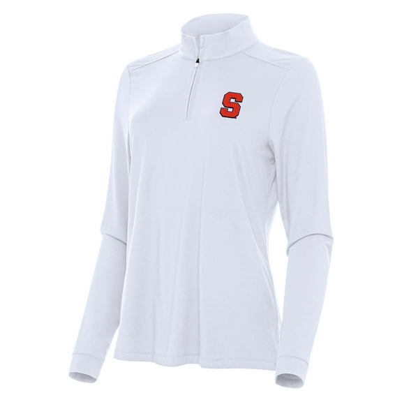 Women's Antigua White Syracuse Orange Intent Quarter-Zip Top