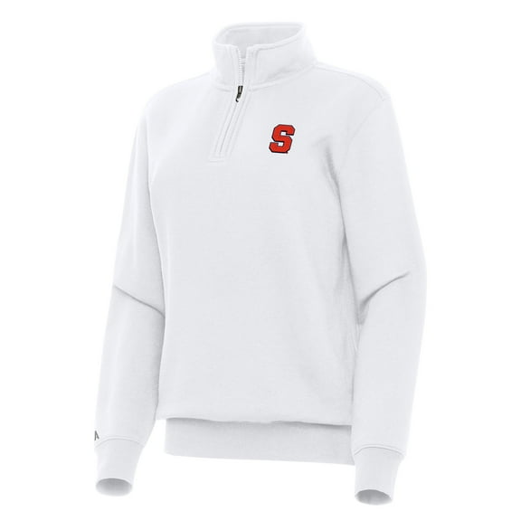 Women's Antigua White Syracuse Orange Victory Quarter-Zip Sweatshirt