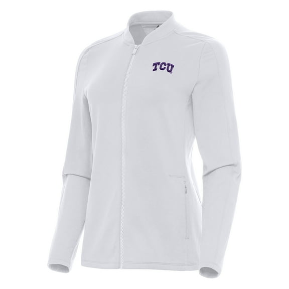 Women's Antigua White TCU Horned Frogs Continual Full-Zip Jacket