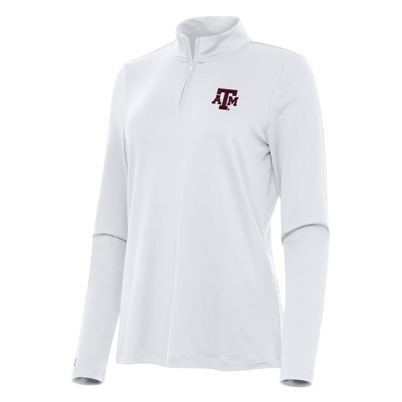 Women's Antigua White Texas A&M Aggies Reprocess Quarter-Zip Top