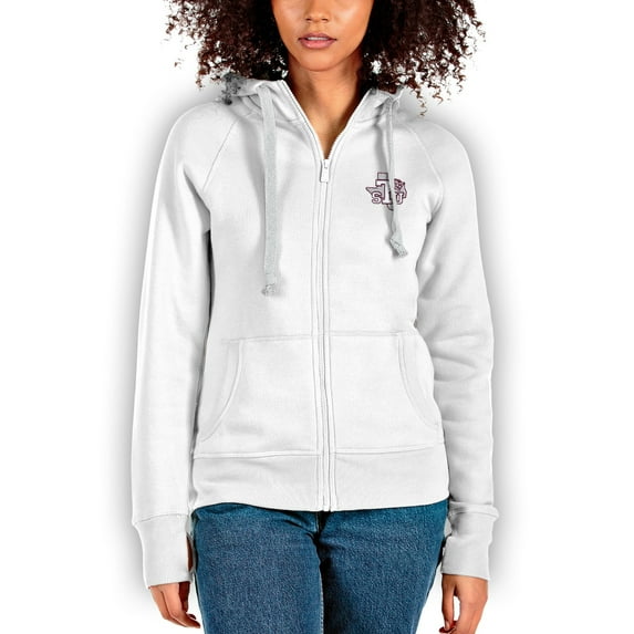 Women's Antigua White Texas Southern Tigers Victory Full-Zip Hoodie