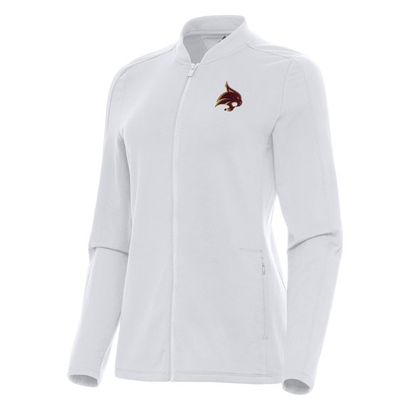 Women's Antigua White Texas State Bobcats Continual Full-Zip Jacket