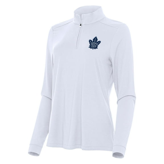Women's Antigua White Toronto Maple Leafs Intent Quarter-Zip Top