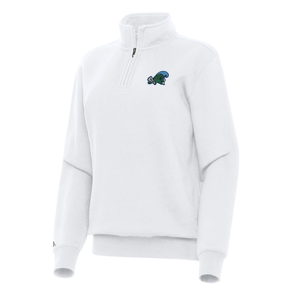 Women's Antigua White Tulane Green Wave Victory Quarter-Zip Sweatshirt