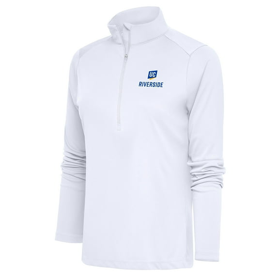 Women's Antigua  White UC Riverside Highlanders Tribute Half-Zip Pullover Top