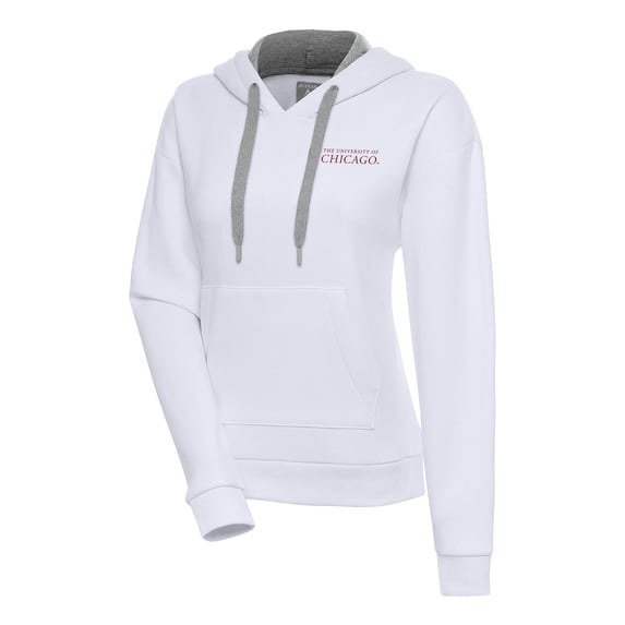 Women's Antigua White UChicago Maroons Victory Pullover Hoodie