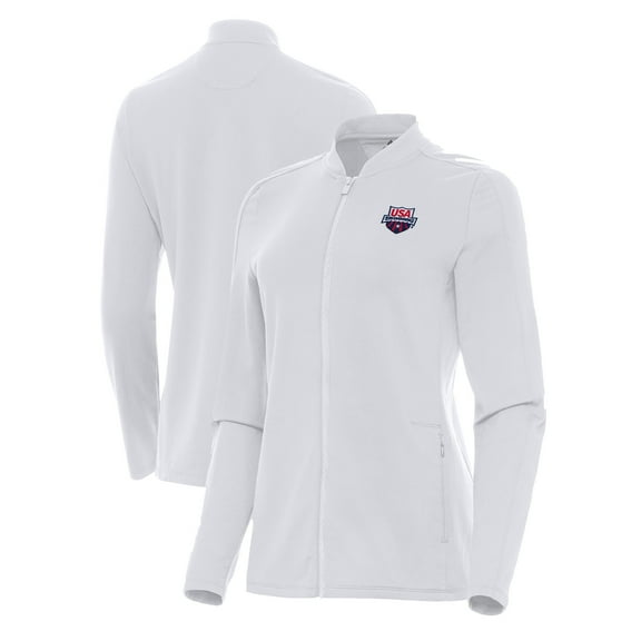 Women's Antigua White USA Swimming Continual Full-Zip Jacket