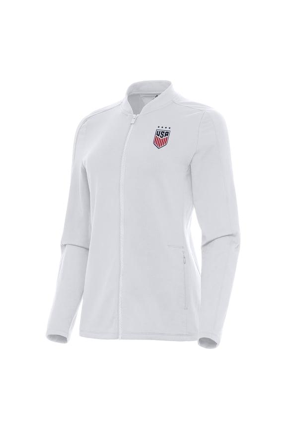 Women's Antigua White USWNT Continual Full-Zip Jacket