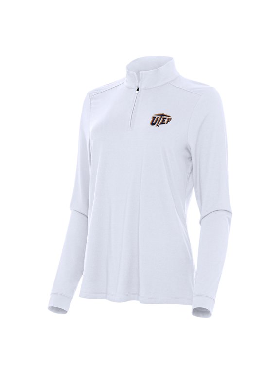 Women's Antigua White UTEP Miners Intent Quarter-Zip Top