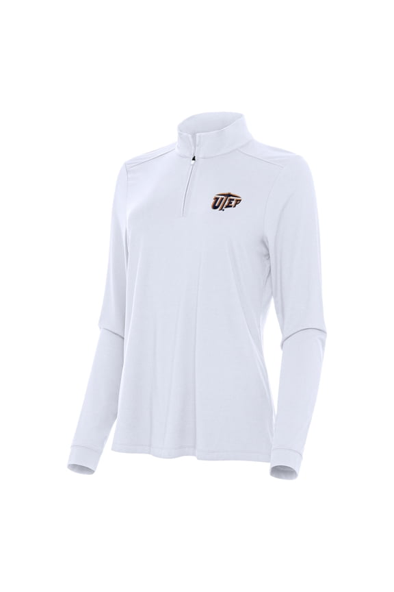 Women's Antigua White UTEP Miners Intent Quarter-Zip Top