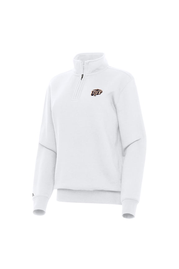 Women's Antigua White UTEP Miners Victory Quarter-Zip Sweatshirt