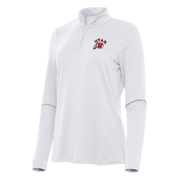 Women's Antigua White Utah Utes Reprocess Quarter-Zip Top