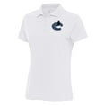 thumbnail image 1 of Women's Antigua White Vancouver Canucks Team Logo Legacy Pique Polo, 1 of 1