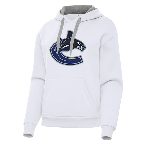 Women's Antigua White Vancouver Canucks Victory Pullover Hoodie