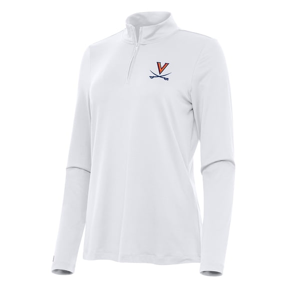 Women's Antigua White Virginia Cavaliers Reprocess Quarter-Zip Top