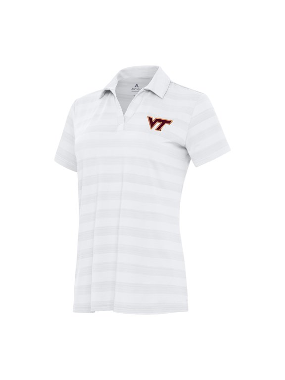 Women's Antigua White Virginia Tech Hokies Tunnel Polo