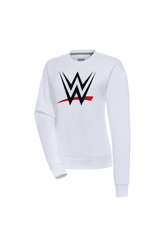 Women's Antigua White WWE Victory Pullover Sweatshirt