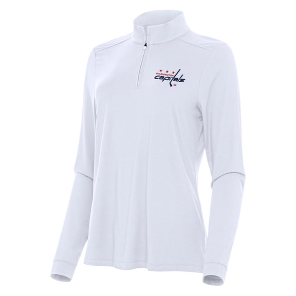 Women's Antigua White Washington Capitals Intent Quarter-Zip Top