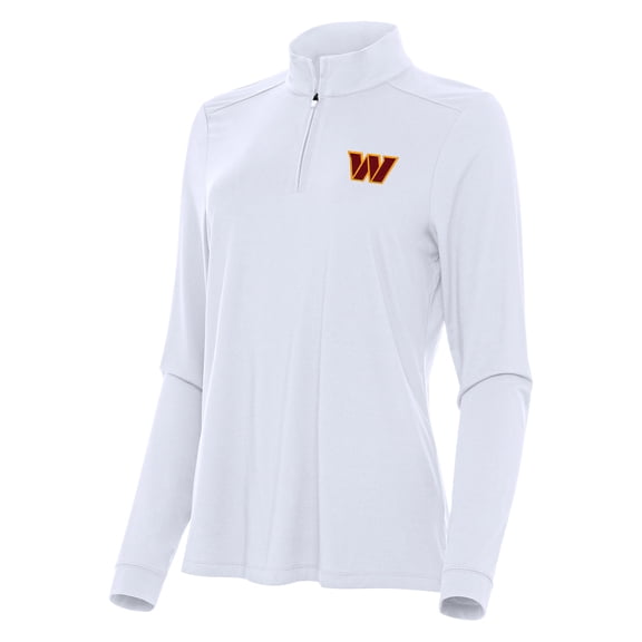 Women's Antigua White Washington Commanders Intent Quarter-Zip Sweatshirt