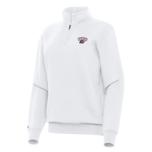Women's Antigua White Western Carolina Catamounts Victory Quarter-Zip Sweatshirt