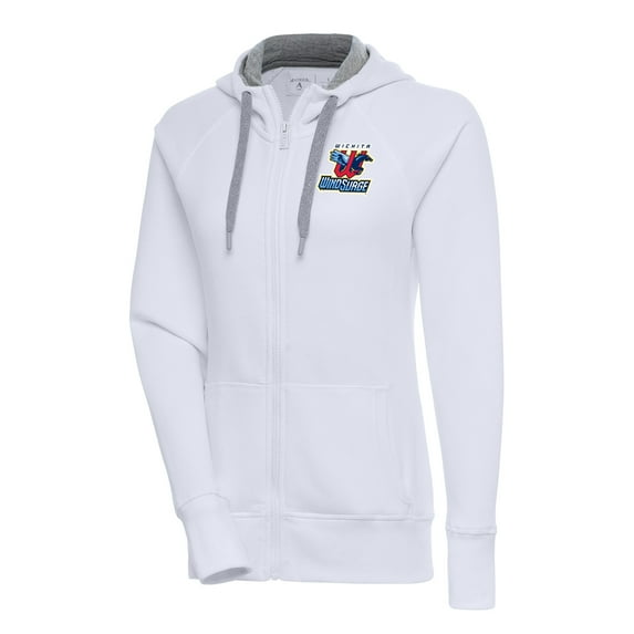 Women's Antigua White Wichita Wind Surge Victory Full-Zip Hoodie