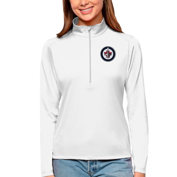 Women's Antigua White Winnipeg Jets Tribute Quarter-Zip Pullover Top