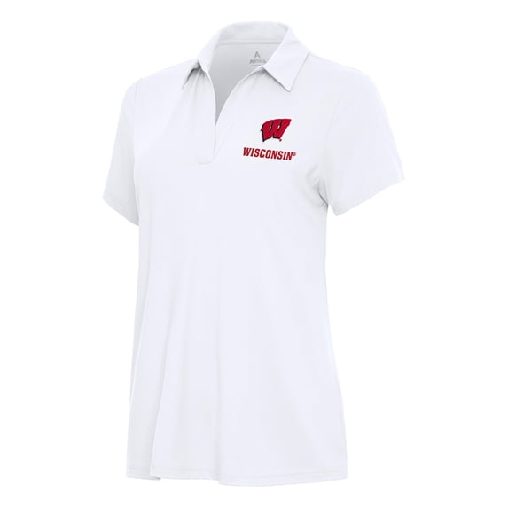 Women's Antigua White Wisconsin Badgers Era Polo