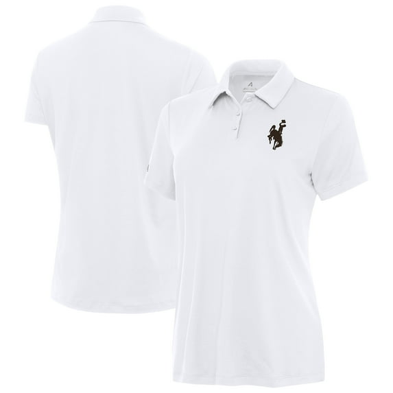 Women's Antigua White Wyoming Cowboys Reprocess Polo