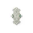 thumbnail image 1 of Women's Antique Cocktail Retro Wedding Ring, Vintage Art Deco Dinner Diamond Ring, Milgrain Ring, Long Ring, 925 Sterling Silver, 2.2 Ct Simulated Diamond, Partywear Ring For Her, 1 of 5