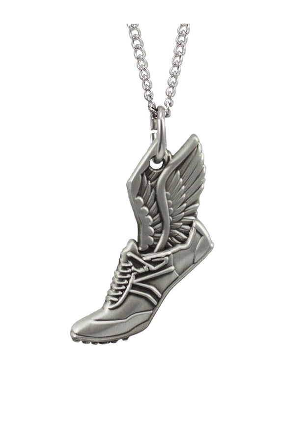 Women's Antique Finish Winged Shoe Necklace-Phil 4:13 by Shields of Strength