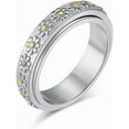 thumbnail image 1 of Women's Anxiety Ring 6MM Stainless Steel Spinner Ring Daisy Sunflower Pattern Wedding Band Fidget Tool, 1 of 5