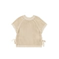thumbnail image 1 of Women's Apricot Plus Size Open Knit Bow Tie Short Sleeve Sweater for Casual Summer Days, 4X, 1 of 12