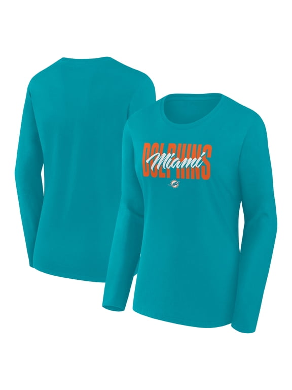 Women's Logo Athletic Aqua Miami Dolphins Grip Long Sleeve T-Shirt